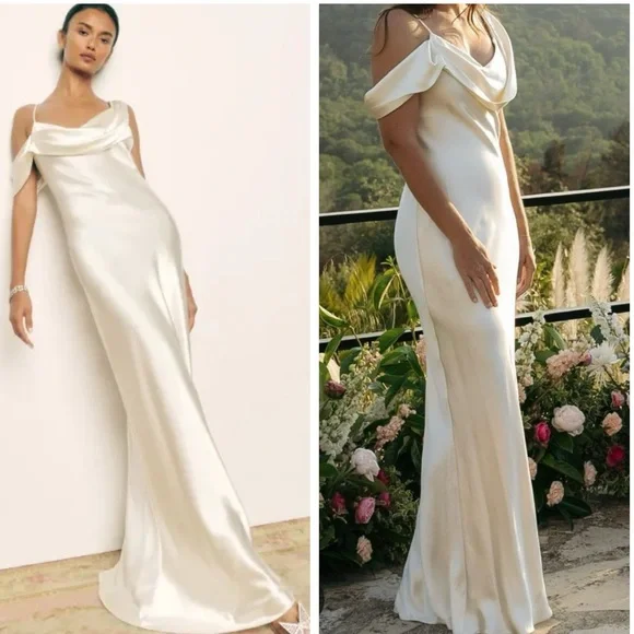 Reformation Rhonda silk wedding dress ivory NWT - Picture 1 of 10